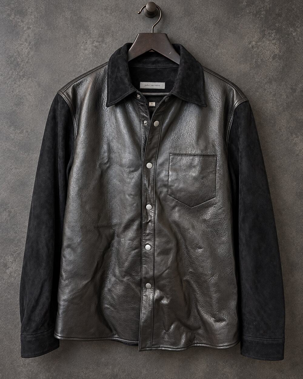 NWT John Varvatos Delancey Goat Leather Suede Shirt Jacket Black 50